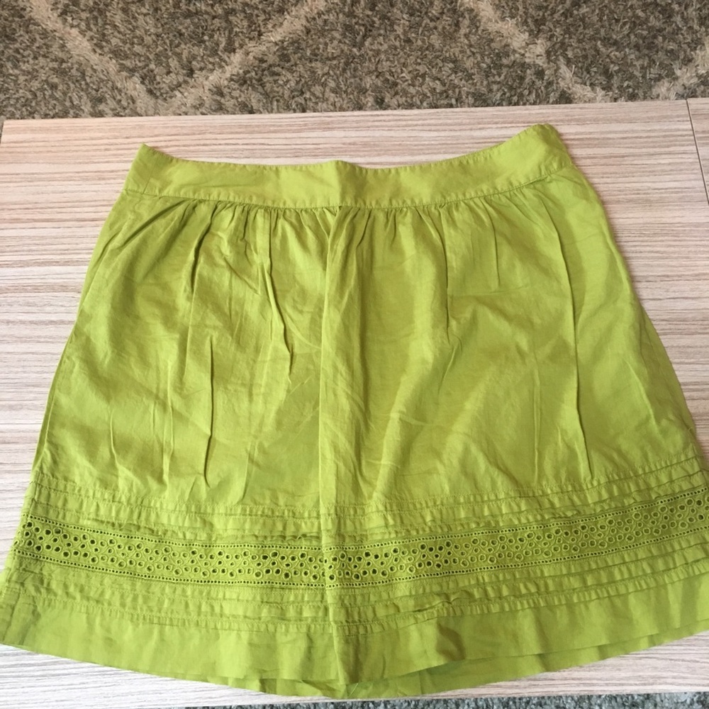 Ann Taylor LOFT Lime Green Cotton Skirt Size 12